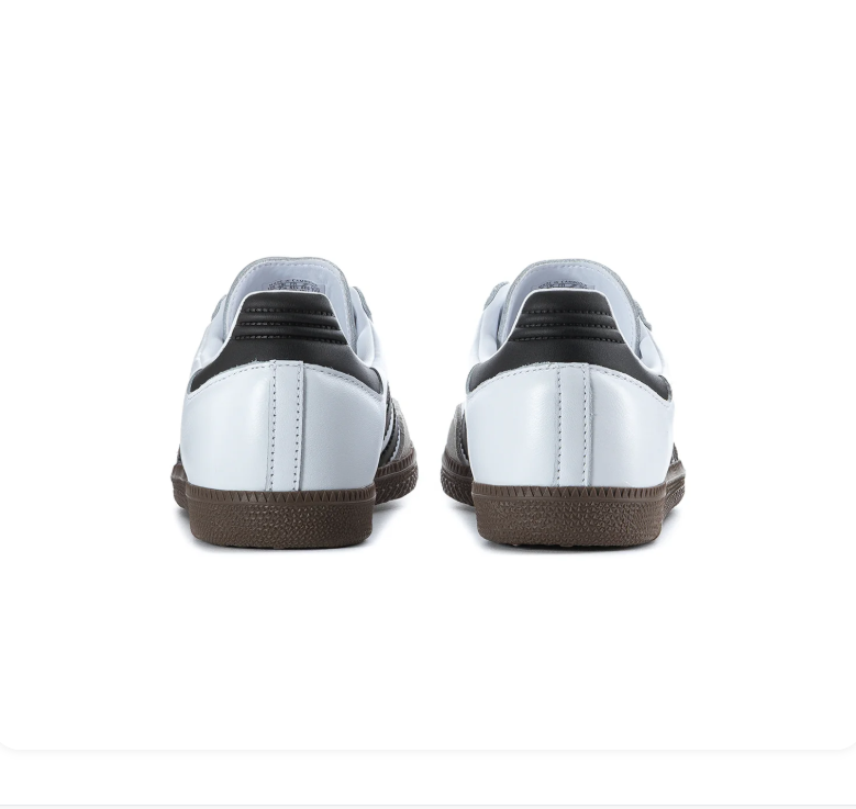 Adidas Samba White Sneakers with Black Stripes and Light Grey T-Toe