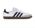 Adidas Samba White Sneakers with Black Stripes and Grey T-Toe