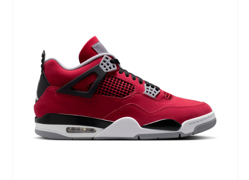 Air Jordan 4 Red Sneakers with Black and Grey Accents