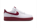 Nike Air Force 1 White Sneakers with Burgundy Swoosh and Sole