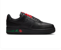 Nike Air Force 1 Black Low-Top Sneakers with Red Rose Detail