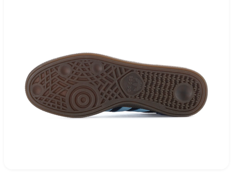 Adidas Handball Spezial Navy Sneakers with Light Blue Stripes and Brown Sole