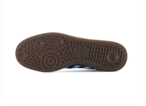 Adidas Handball Spezial Navy Sneakers with Light Blue Stripes and Brown Sole