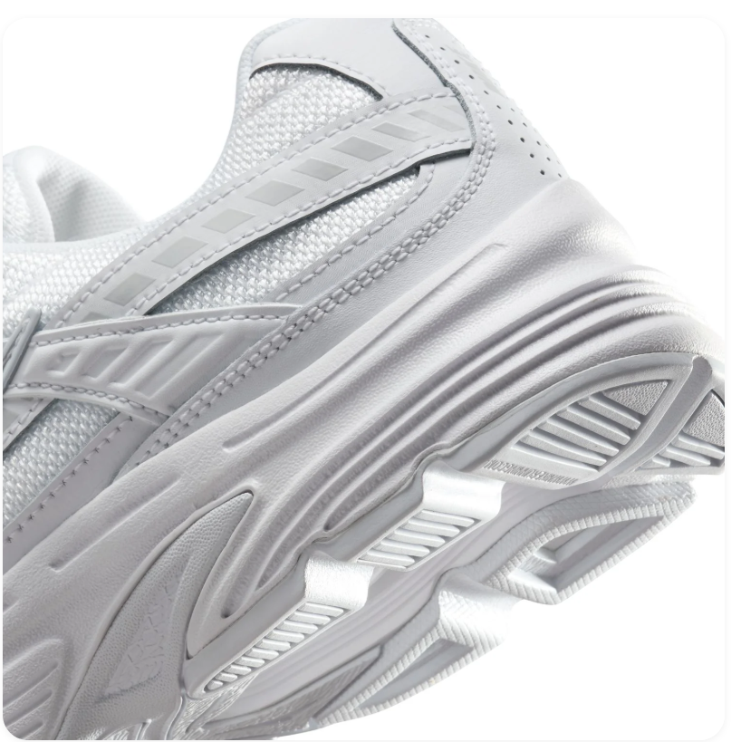 Nike White Mesh Sneakers with Metallic Silver Swoosh