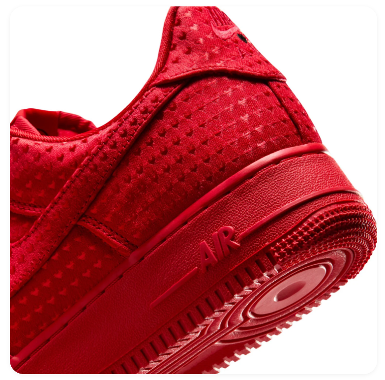 Nike Air Force 1 All-Red Low-Top Sneakers with Textured Upper