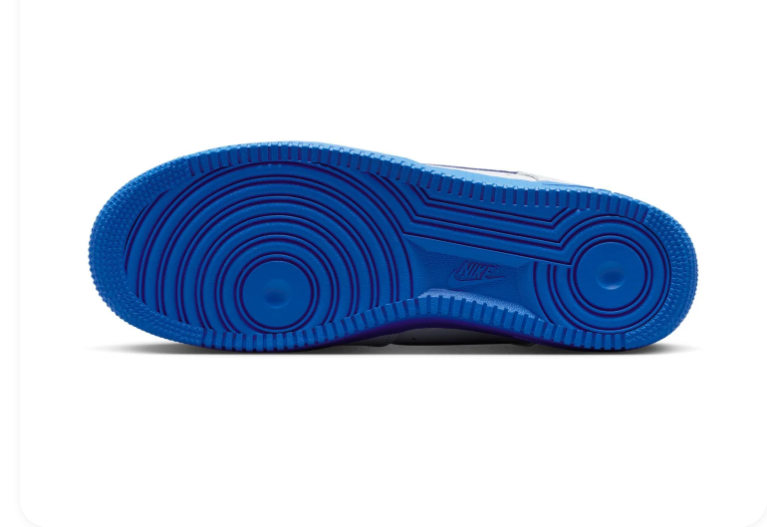 Nike Air Force 1 White Sneakers with Royal Blue Swoosh and Sole