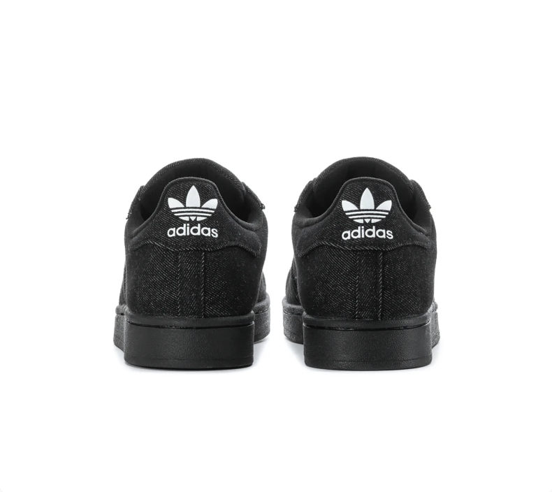 Adidas Superstar Black Denim-Textured Sneakers with White Laces