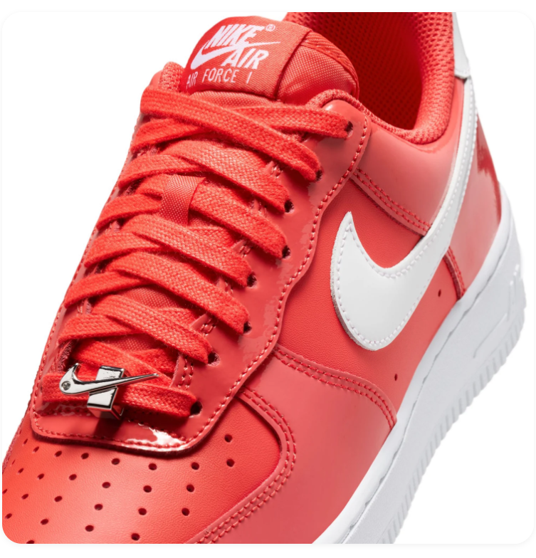 Nike Air Force 1 Red Low-Top Sneakers with White Swoosh