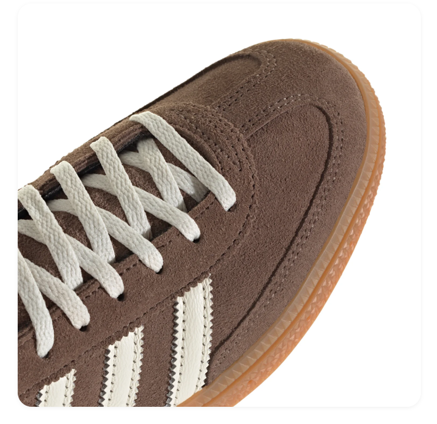 Adidas Handball Spezial Taupe Brown Sneakers with Cream Stripes and Gum Sole