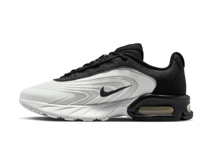 Nike Air Max White and Black Sneakers with Wave-Pattern Upper