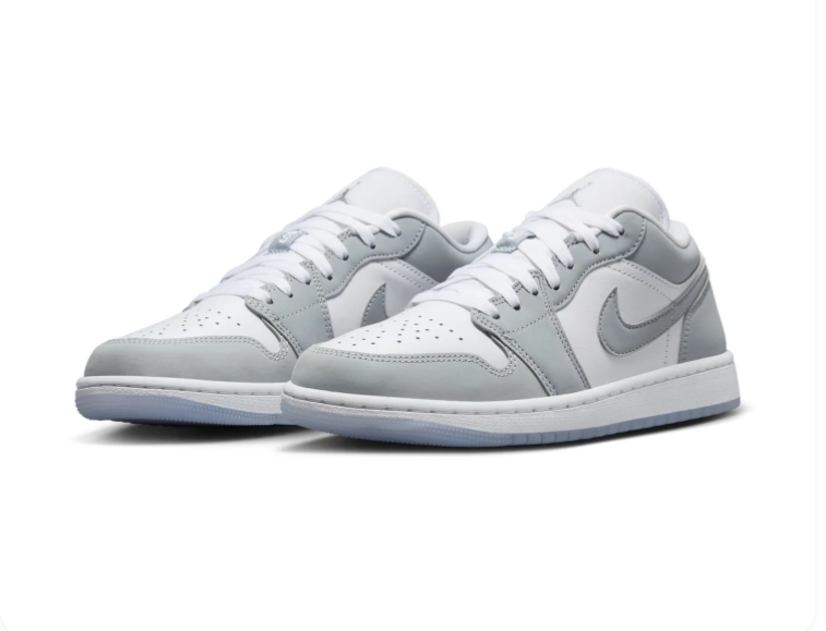 Air Jordan 1 Low Grey and White Sneakers with Icy Sole