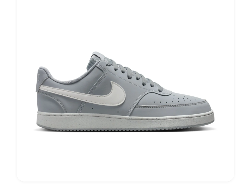 Nike Court Vision Light Grey Low-Top Sneakers with White Swoosh