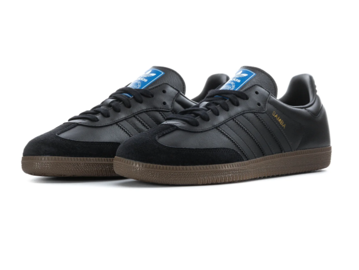 Adidas Samba Black Sneakers with Tonal Stripes and Brown Sole
