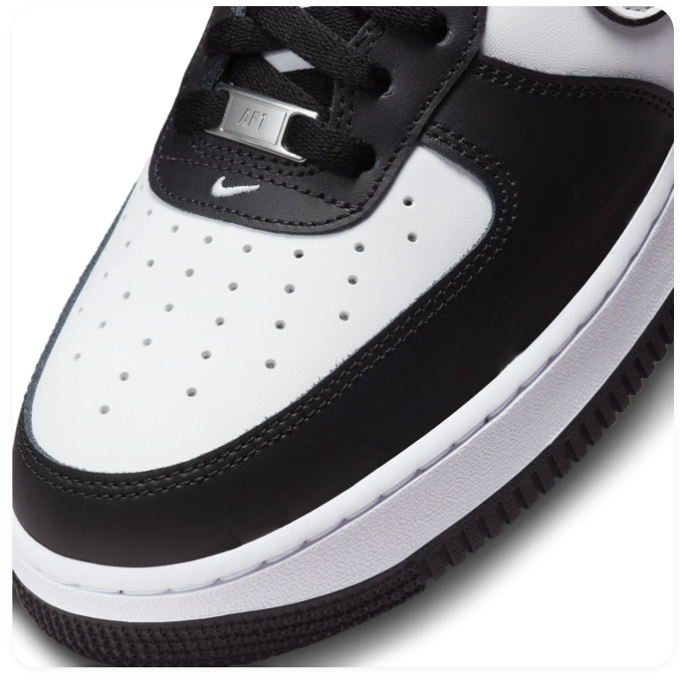 Nike Air Force 1 Black and White Sneakers with Silver Swoosh