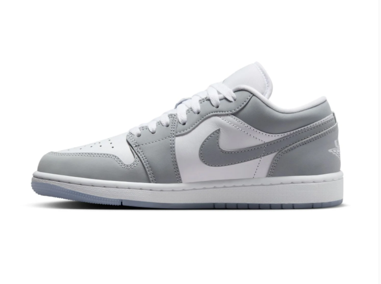 Air Jordan 1 Low Grey and White Sneakers with Icy Sole