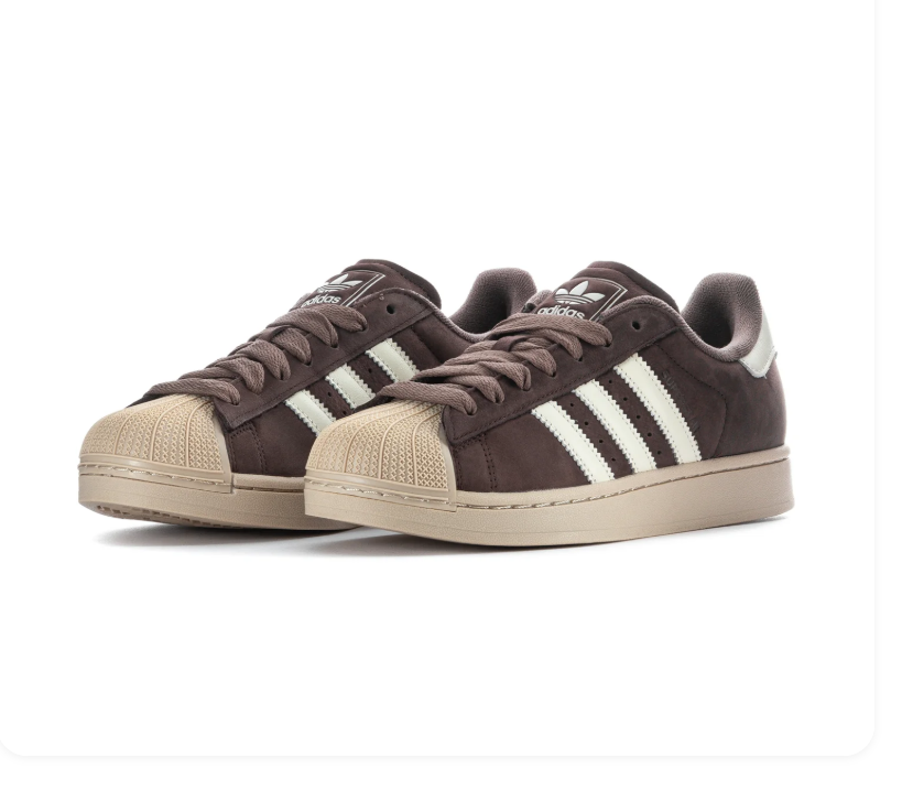 Adidas Superstar Brown Sneakers with Cream Stripes and Beige Shell Toe