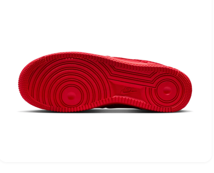 Nike Air Force 1 All-Red Low-Top Sneakers with Textured Upper