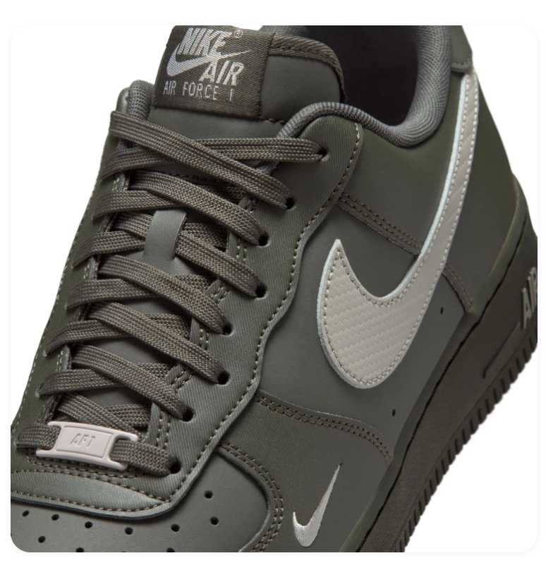 Nike Air Force 1 Dark Olive Sneakers with Light Grey Swoosh
