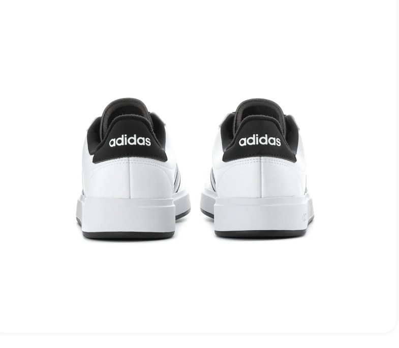 Adidas White Low-Top Sneakers with Black Outlined Stripes and Black Laces