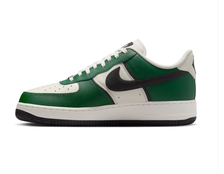 Nike Air Force 1 Green and Cream Sneakers with Black Swoosh