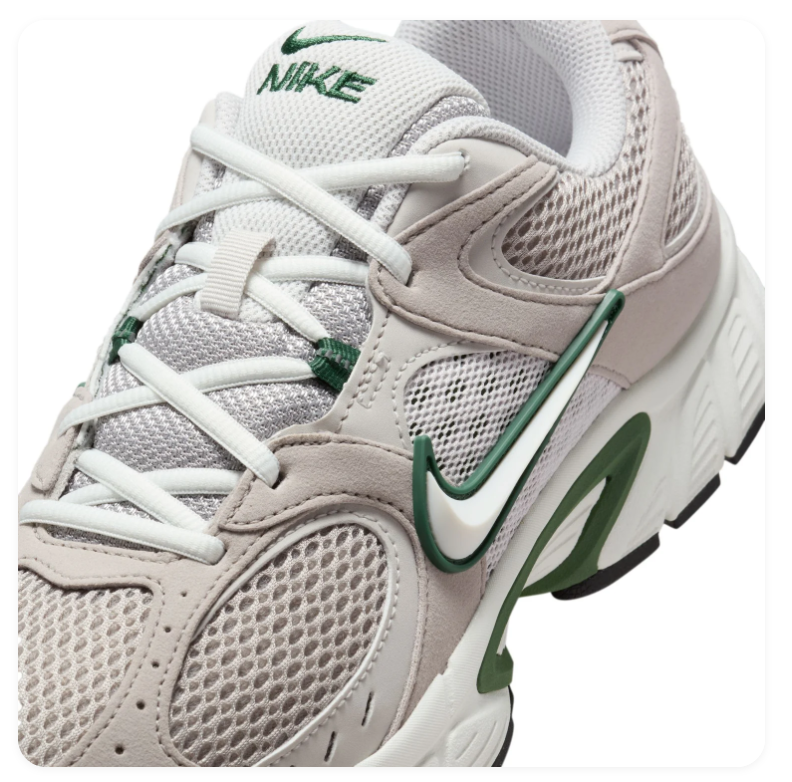 Nike Light Taupe Mesh Sneakers with Green Accents