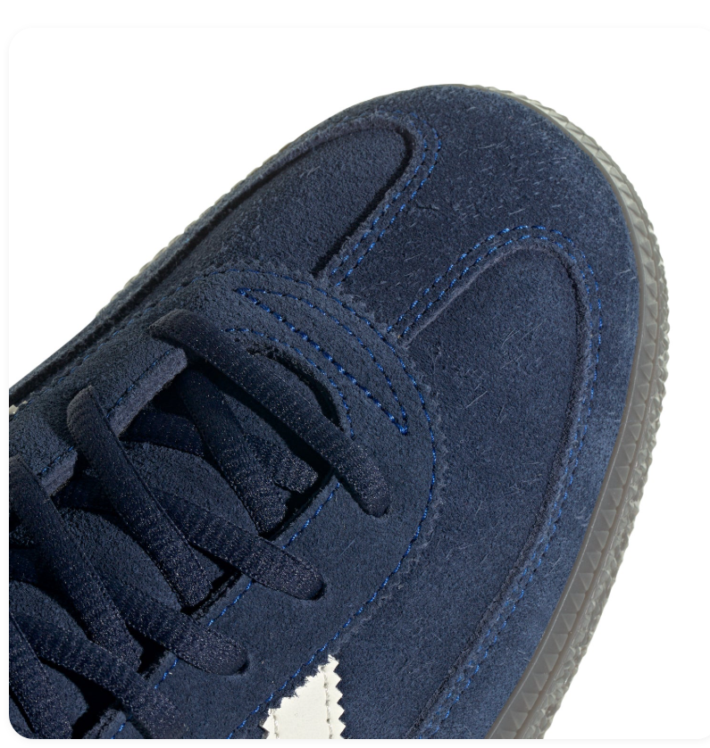 Adidas Handball Spezial Navy Sneakers with Cream Stripes and Dark Grey Sole