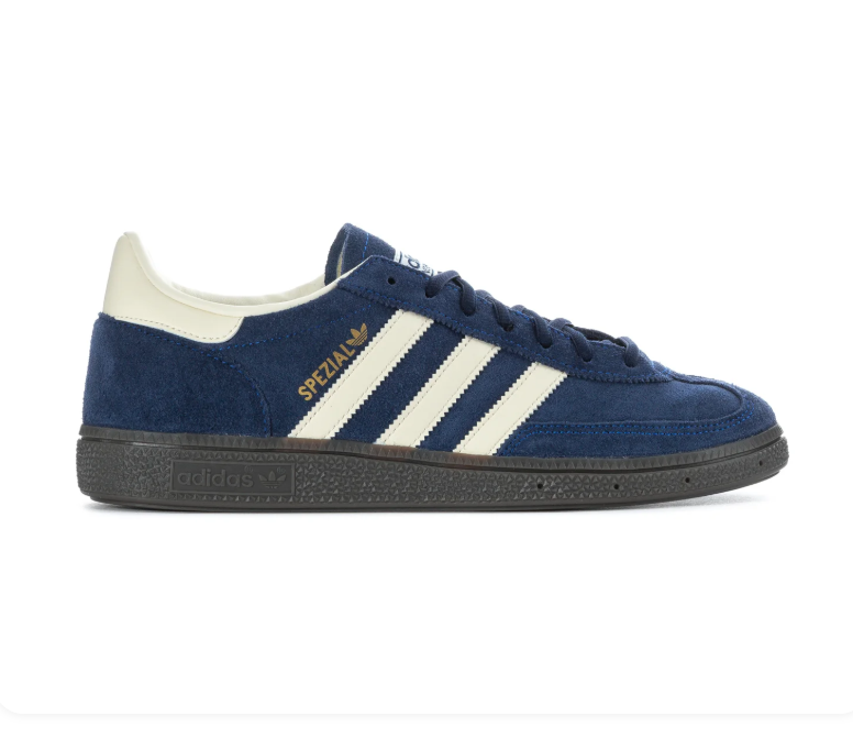 Adidas Handball Spezial Navy Sneakers with Cream Stripes and Dark Grey Sole
