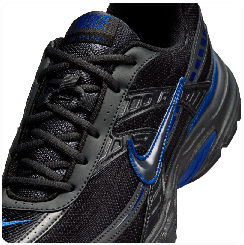 Nike Initiator Black Mesh Sneakers with Royal Blue Accents