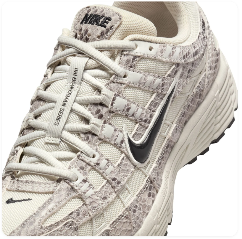 Nike P-6000 Cream Snakeskin-Print Sneakers with Black Swoosh