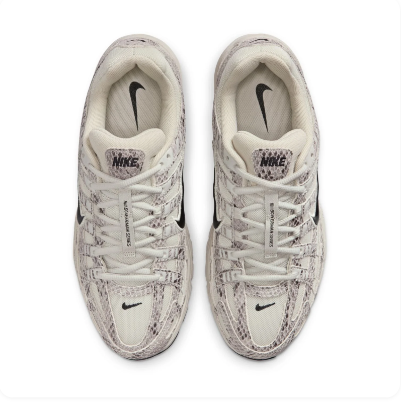 Nike P-6000 Cream Snakeskin-Print Sneakers with Black Swoosh