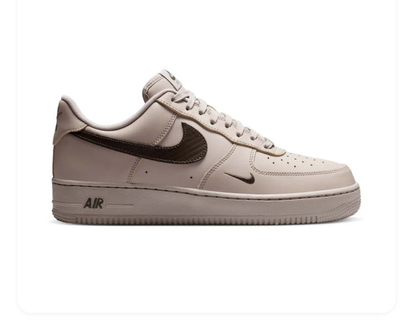 Nike Air Force 1 Light Taupe Sneakers with Dark Brown Swoosh