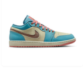 Air Jordan Low-Top Sneakers in Turquoise and Cream with Coral Accents