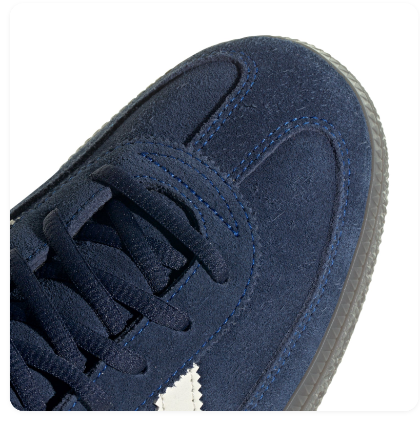 Adidas Handball Spezial Navy Sneakers with Cream Stripes and Dark Grey Sole