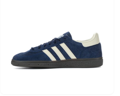 Adidas Handball Spezial Navy Sneakers with Cream Stripes and Dark Grey Sole