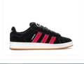 Adidas Campus Black Sneakers with Bright Pink Stripes and Gum Outsole