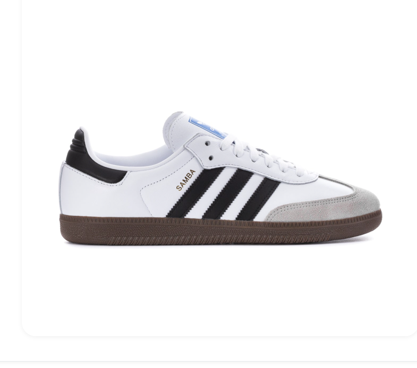 Adidas Samba White Sneakers with Black Stripes and Light Grey T-Toe