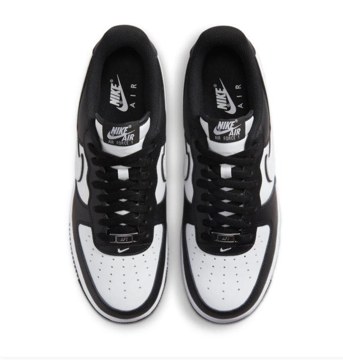 Nike Air Force 1 Black and White Sneakers with Silver Swoosh