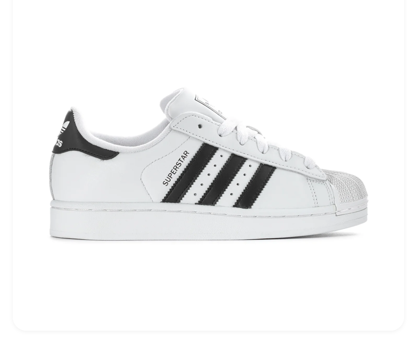 Adidas Superstar White Sneakers with Black Stripes and Shell Toe