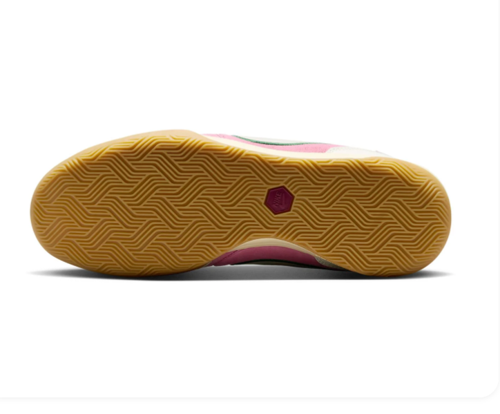 Nike Tiempo Pink Sneakers with Green-Outlined Cream Swoosh and Gum Sole