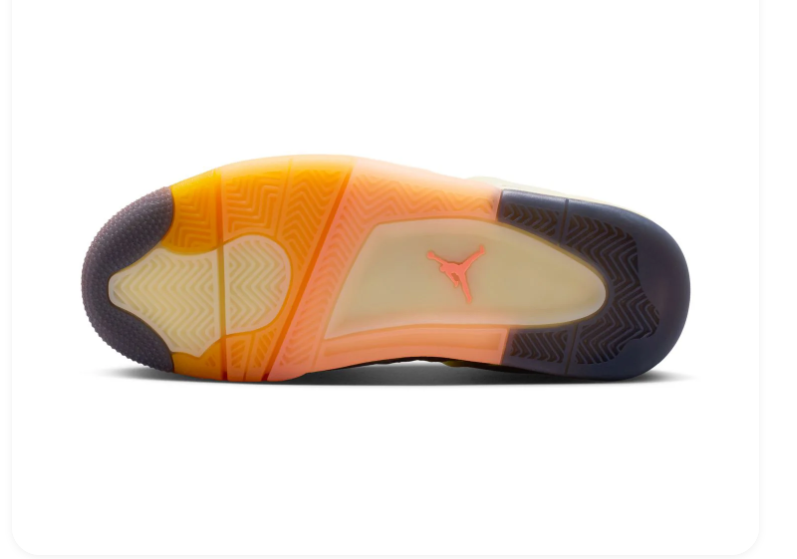 Air Jordan 4 Cream Sneakers with Orange and Peach Accents