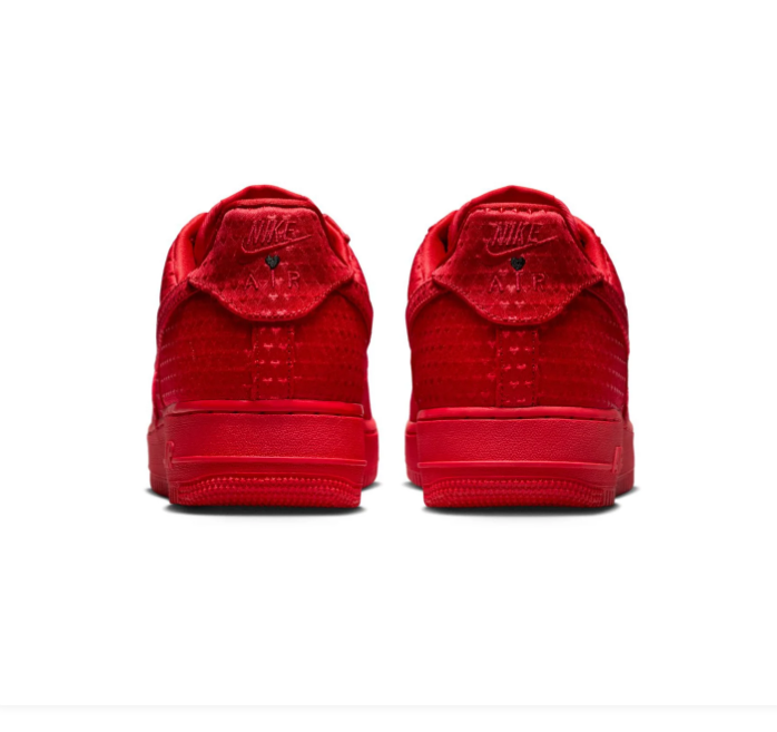 Nike Air Force 1 All-Red Low-Top Sneakers with Textured Upper