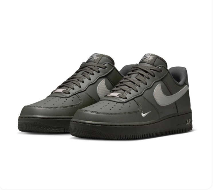 Nike Air Force 1 Dark Olive Sneakers with Light Grey Swoosh