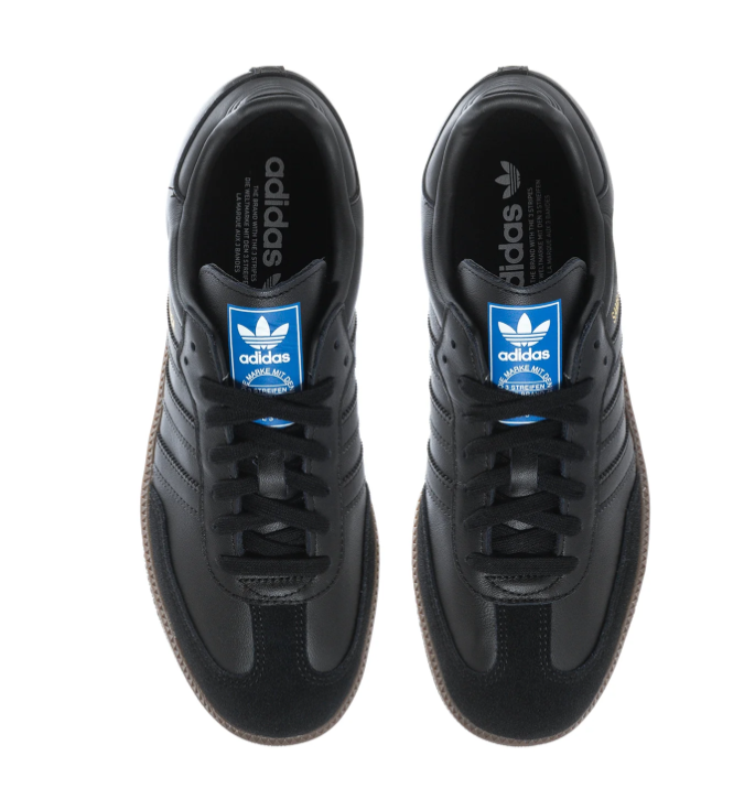 Adidas Samba Black Sneakers with Tonal Stripes and Brown Sole