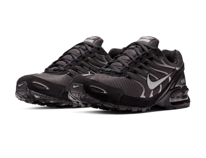 Nike Air Max Black and Charcoal Mesh Sneakers with Silver Swoosh