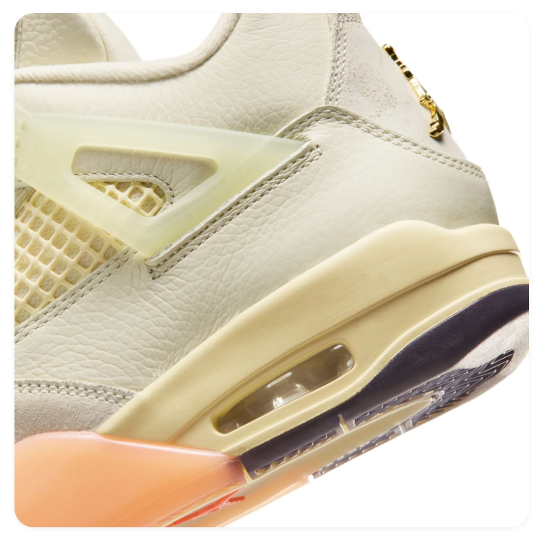 Air Jordan 4 Cream Sneakers with Orange and Peach Accents