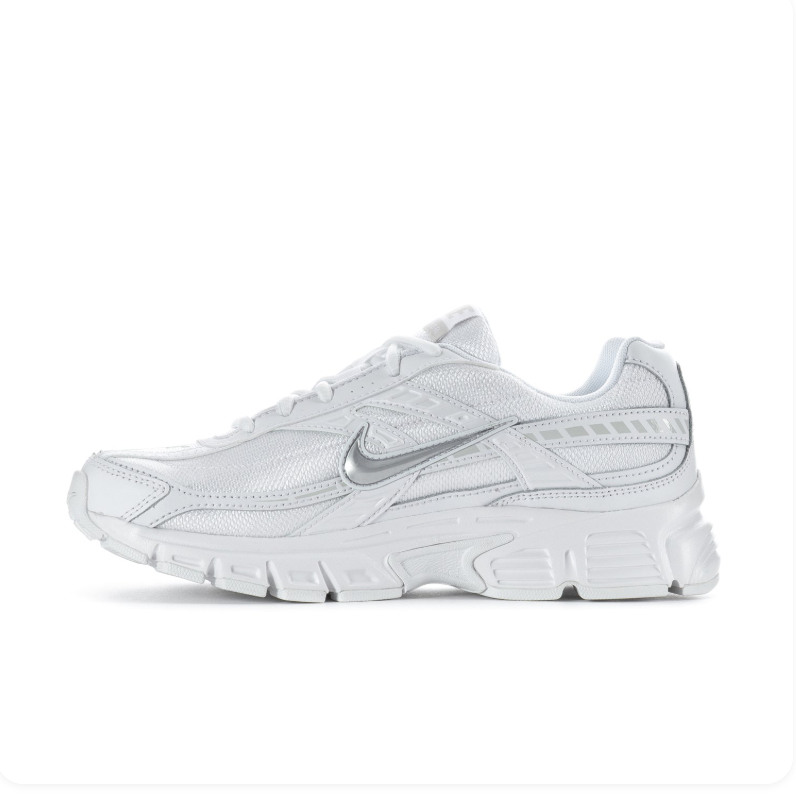 Nike White Mesh Sneakers with Metallic Silver Swoosh