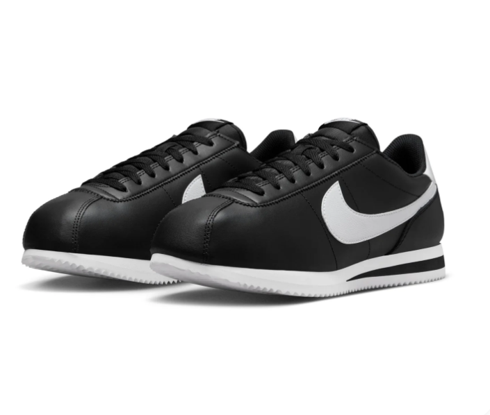 Nike Cortez Black Low-Top Sneakers with White Swoosh