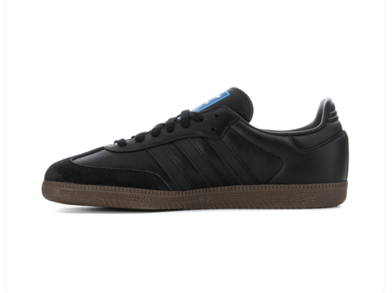Adidas Samba Black Sneakers with Tonal Stripes and Brown Sole