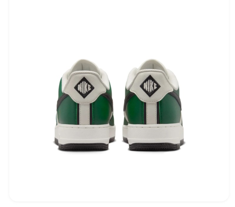 Nike Air Force 1 Green and Cream Sneakers with Black Swoosh