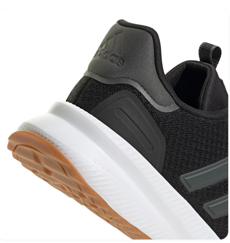 Adidas Black Mesh Sneakers with Dark Grey Stripes and Gum Outsole